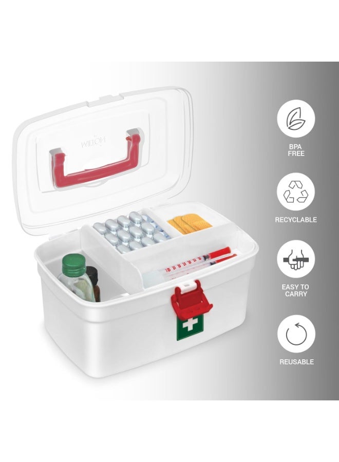 MILTON Plastic Bpa-Free Emergency Portal Medicine Storage Box With Detachable Tray (White, Set of 2) Rectangular - Image 4